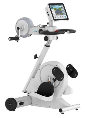 Supapedal Ultra FES rehabilitation trainer with touchscreen, upper limb cranks, and lower limb pedals