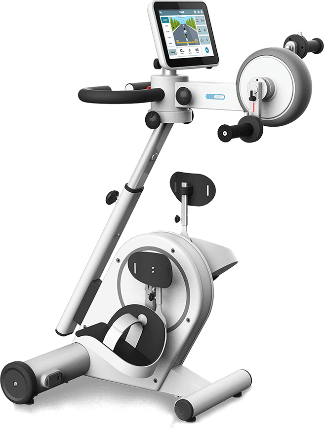 Supapedal Ultra rehabilitation trainer with touchscreen, upper limb cranks, and lower limb pedals